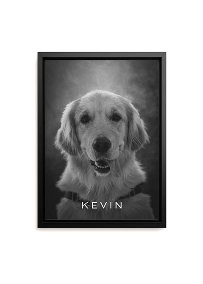 dog memorial black and white pet art black frame canvas