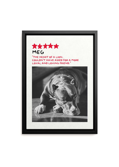 dog memorial art canvas in black and white on framed canvas for pet loss.