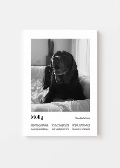 dog memorial pet art canvas in black and white