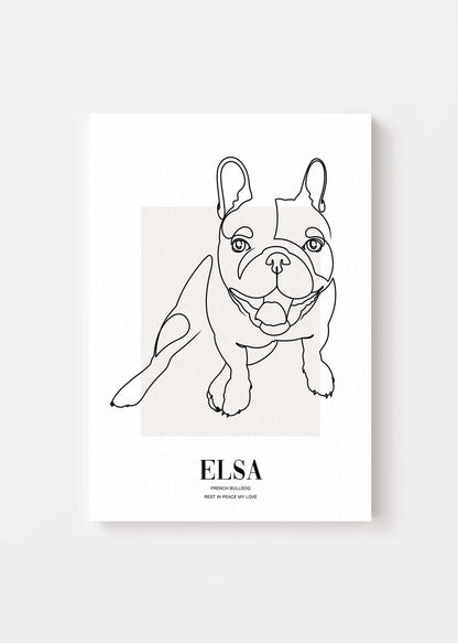 dog memorial line drawn pet art on canvas.