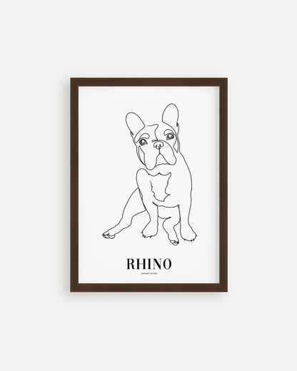 custom dog drawing line art in living room by vogue paws who specialize in personalized pet portraits for the home and gift ideas like pet memorial tribute art or dog mom and dog dad pet parent gift ideas.