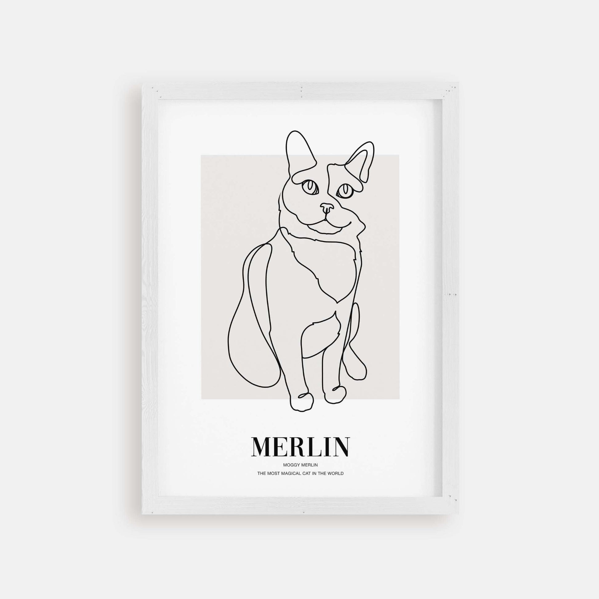 Personalized cat portrait in a picture frame with custom details, featuring a custom photo of a beloved feline. Ideal for custom pet portraits, this artwork serves as a beautiful cat memorial gift or personal pet art for the home. Perfect for custom pet frames, personalized pet portrait art, and custom cat artwork.