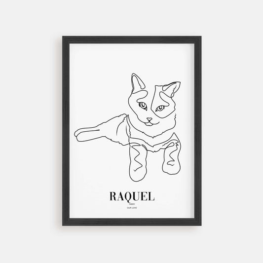 cat memorial line drawn gift
