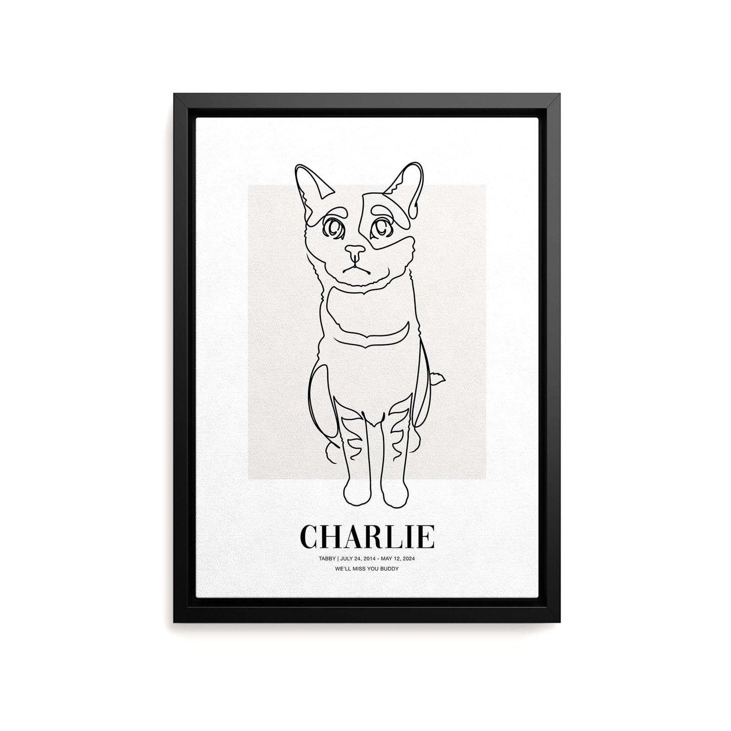 cat memorial line drawn pet art
