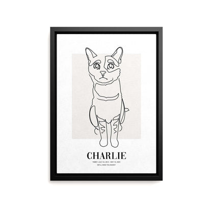 cat memorial line drawn pet art