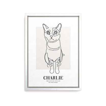 Personalized cat portrait on canvas with custom details, featuring a custom photo of a beloved feline. Ideal for custom pet portraits, this artwork serves as a beautiful cat memorial gift or personal pet art for the home. Perfect for custom pet canvas, personalized pet portrait art, and custom cat artwork.