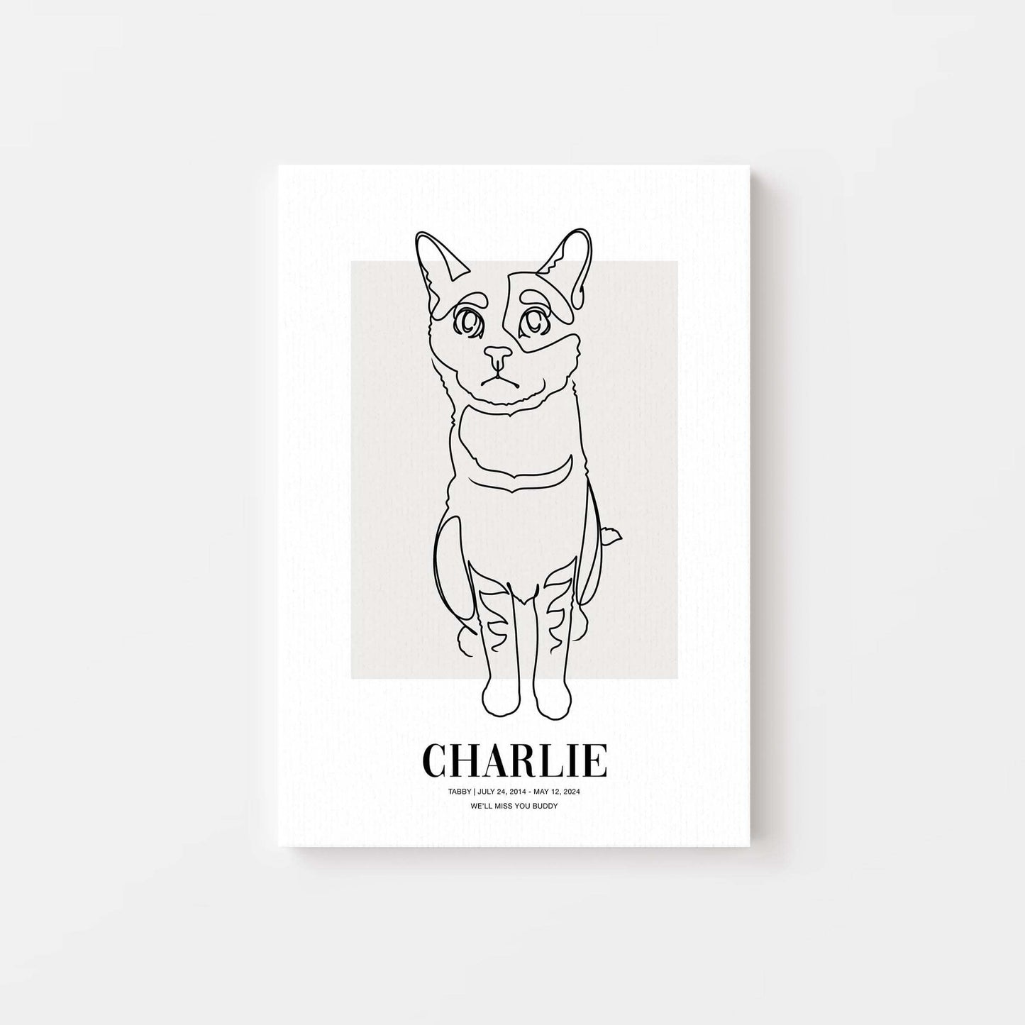 cat memorial line drawn pet art