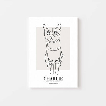 cat memorial line drawn pet art