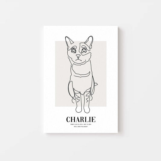 cat memorial line drawn pet art