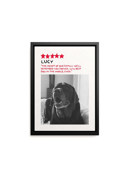 Unique Pet Memorial Gift - 5-Star Pet Review Canvas