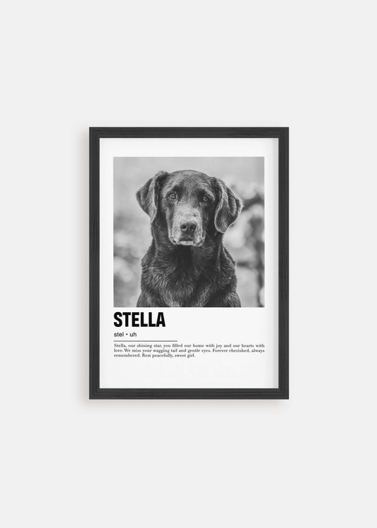 pet art memorial poster with black frame