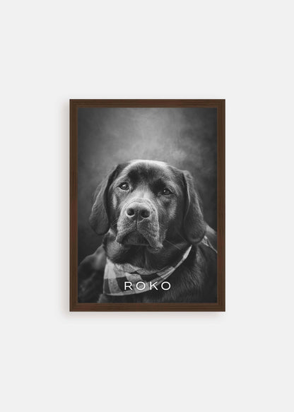 dog memorial black and white pet art portrait