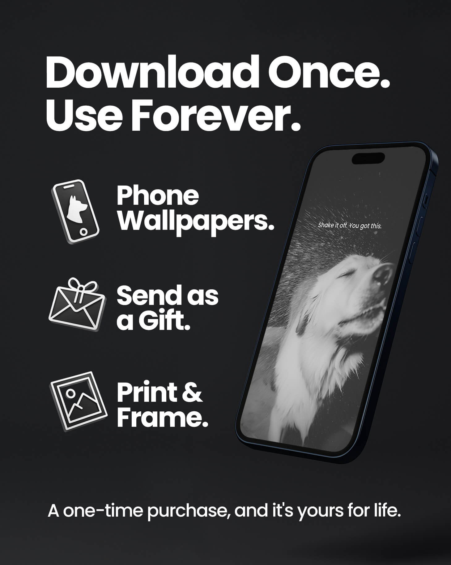 dog, dog art, dog mom, dog dad, gift for dog mom, gift for dog dad, golden retriever, golden retriever art, black and white art, dog wall art, inspirational dog quote, meaningful dog gift, pet lover gift, muddy dog, smiling dog, dog photography print, motivational dog poster, dog decor, dog lover wall art