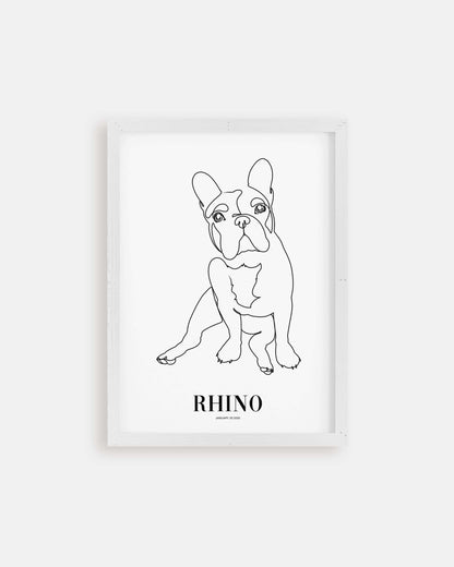 custom dog drawing line art in living room by vogue paws who specialize in personalized pet portraits for the home and gift ideas like pet memorial tribute art or dog mom and dog dad pet parent gift ideas.